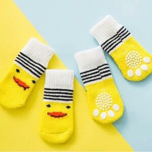 New Amazon yellow duck dog or cat socks size small